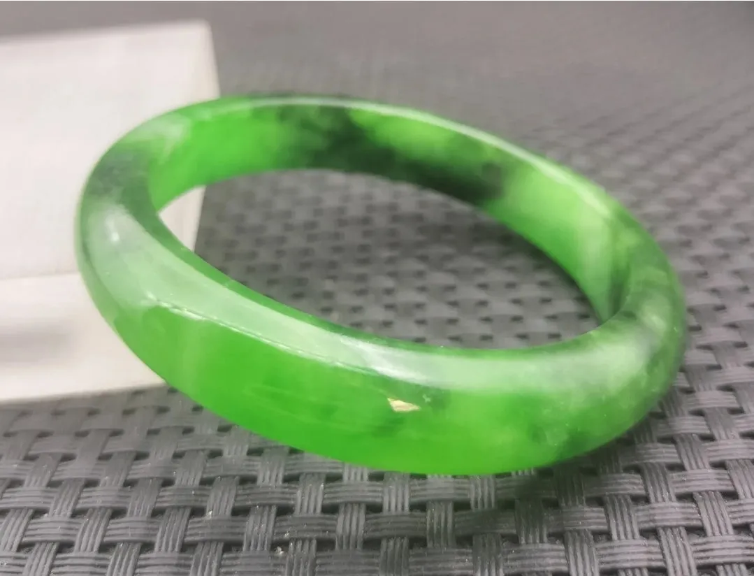 10% OF- 57/58/59mm Certified Natural 3 Color Jadeite Emerald A*Jade HandCarved Lucky Bracelet Bangle GX641