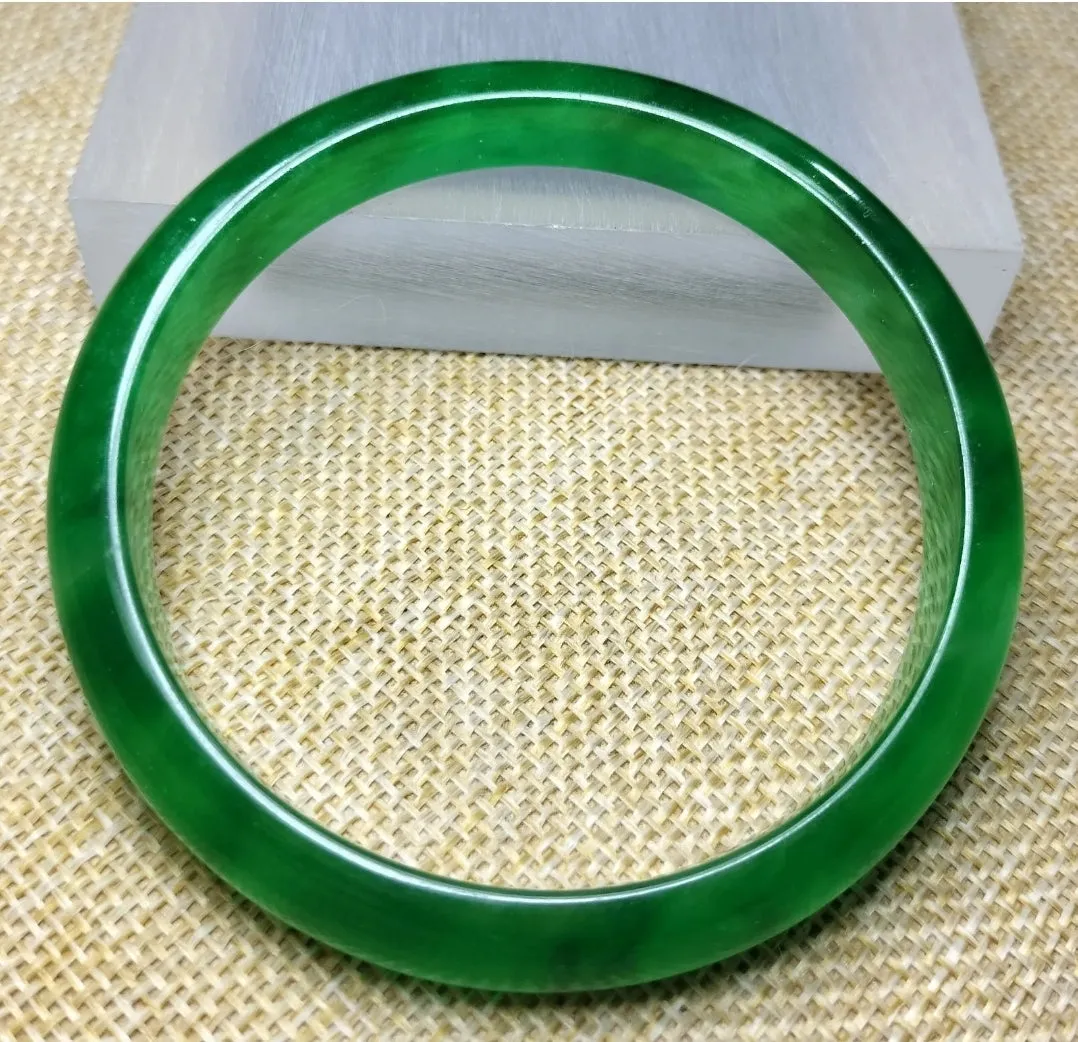 10% OF- 57/58/59mm Certified Natural 3 Color Jadeite Emerald A*Jade HandCarved Lucky Bracelet Bangle GX641