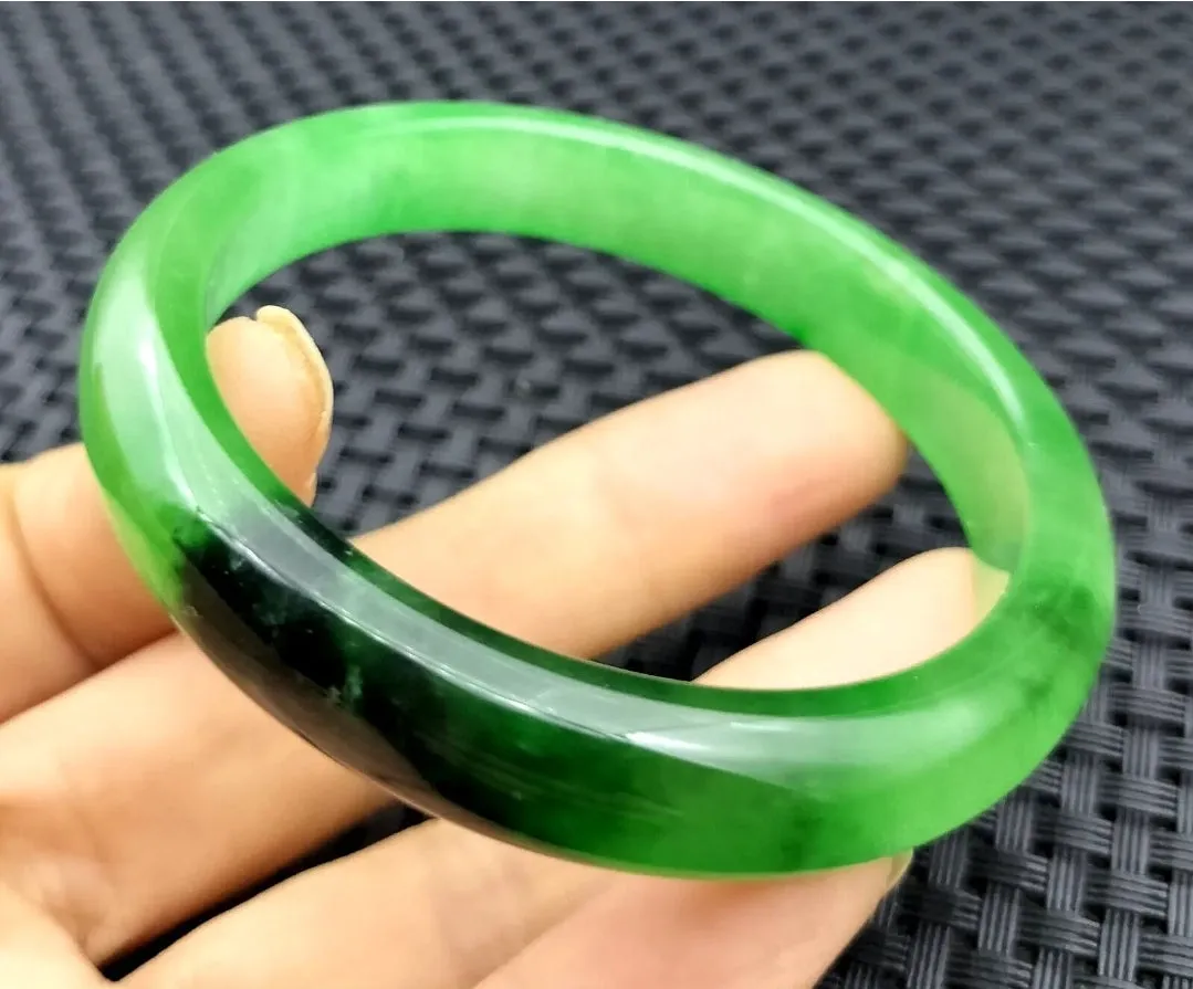 10% OF- 57/58/59mm Certified Natural 3 Color Jadeite Emerald A*Jade HandCarved Lucky Bracelet Bangle GX641