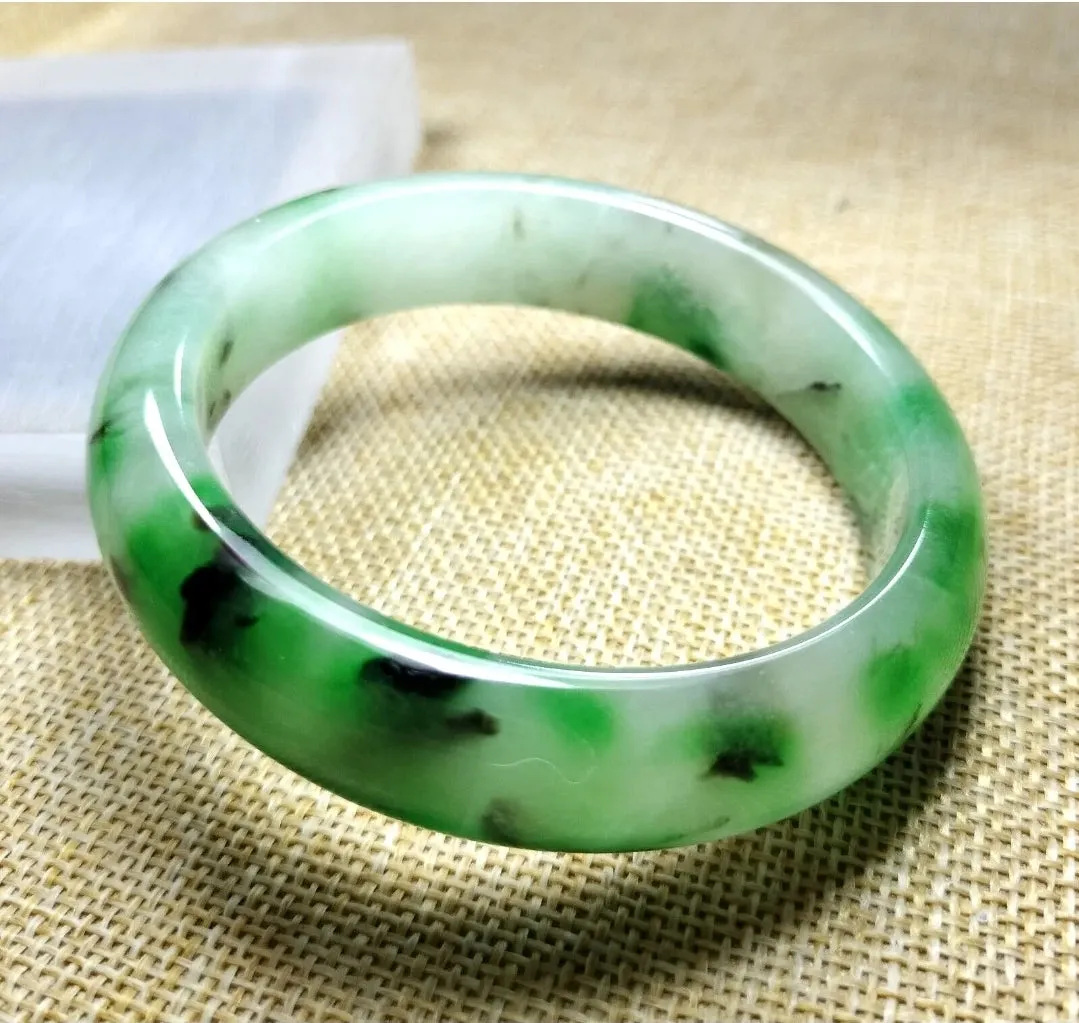 10% OF- 57/58/59mm Certified Natural 3 Color Jadeite Emerald A*Jade HandCarved Lucky Bracelet Bangle GX641