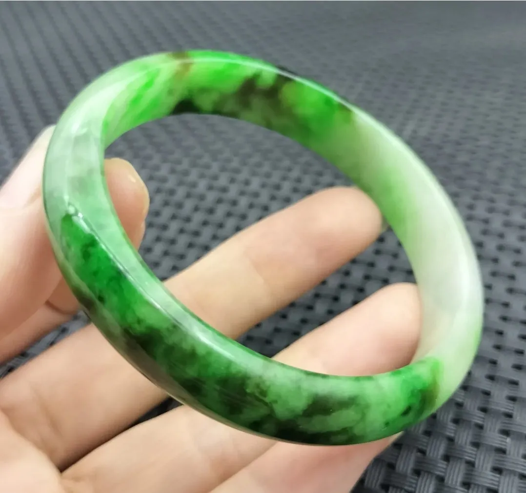 10% OF- 57/58/59mm Certified Natural 3 Color Jadeite Emerald A*Jade HandCarved Lucky Bracelet Bangle GX641