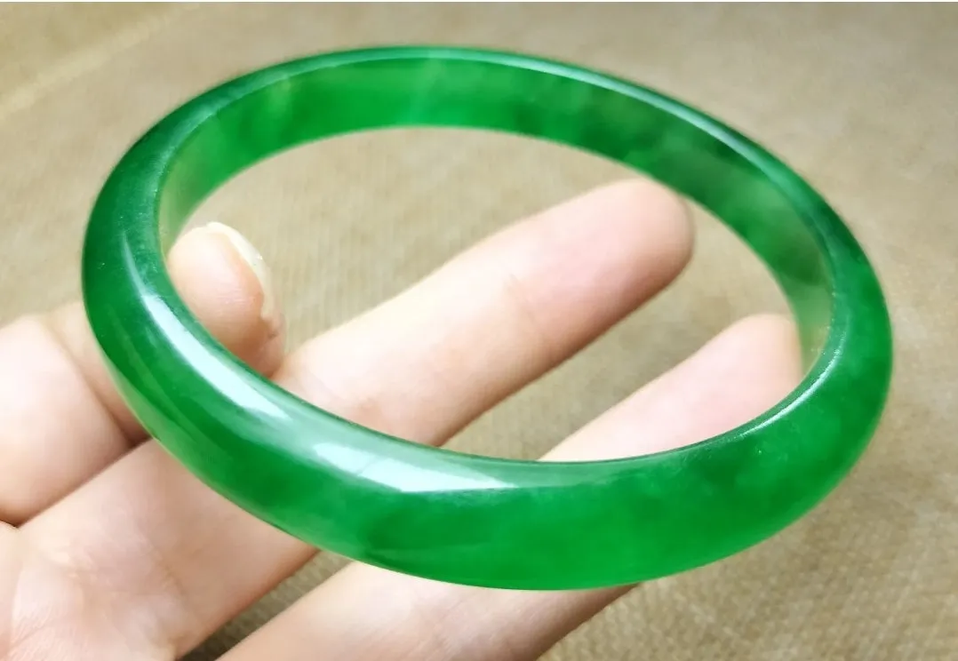 10% OF- 57/58/59mm Certified Natural 3 Color Jadeite Emerald A*Jade HandCarved Lucky Bracelet Bangle GX641