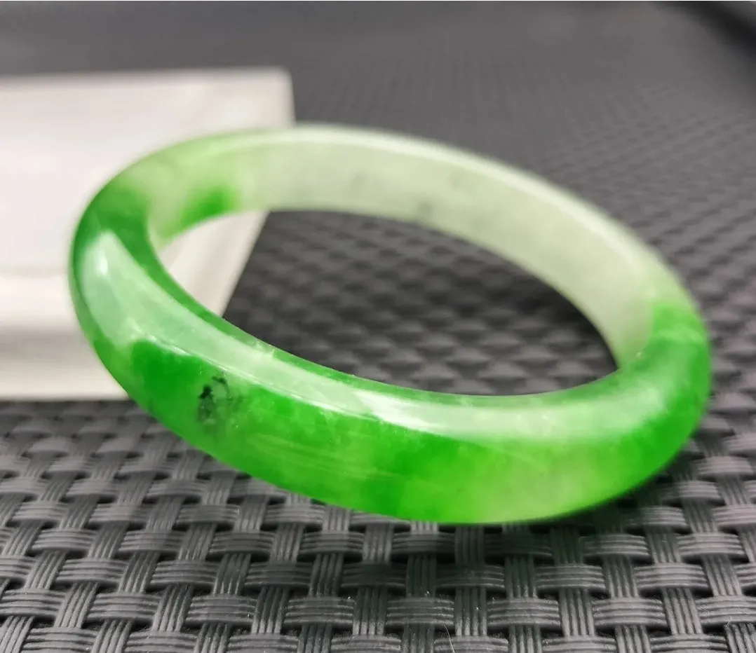 10% OF- 57/58/59mm Certified Natural 3 Color Jadeite Emerald A*Jade HandCarved Lucky Bracelet Bangle GX641
