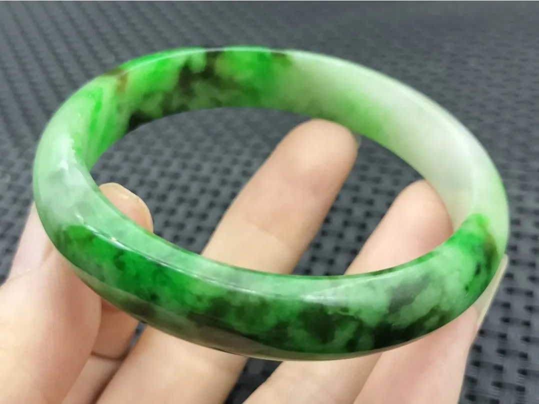 10% OF- 57/58/59mm Certified Natural 3 Color Jadeite Emerald A*Jade HandCarved Lucky Bracelet Bangle GX641