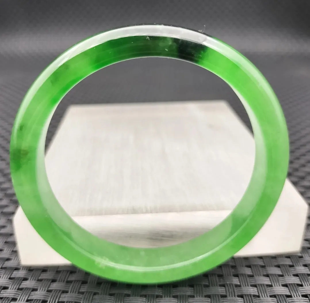 10% OF- 57/58/59mm Certified Natural 3 Color Jadeite Emerald A*Jade HandCarved Lucky Bracelet Bangle GX641