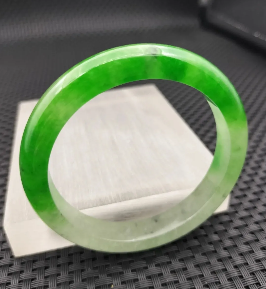 10% OF- 57/58/59mm Certified Natural 3 Color Jadeite Emerald A*Jade HandCarved Lucky Bracelet Bangle GX641