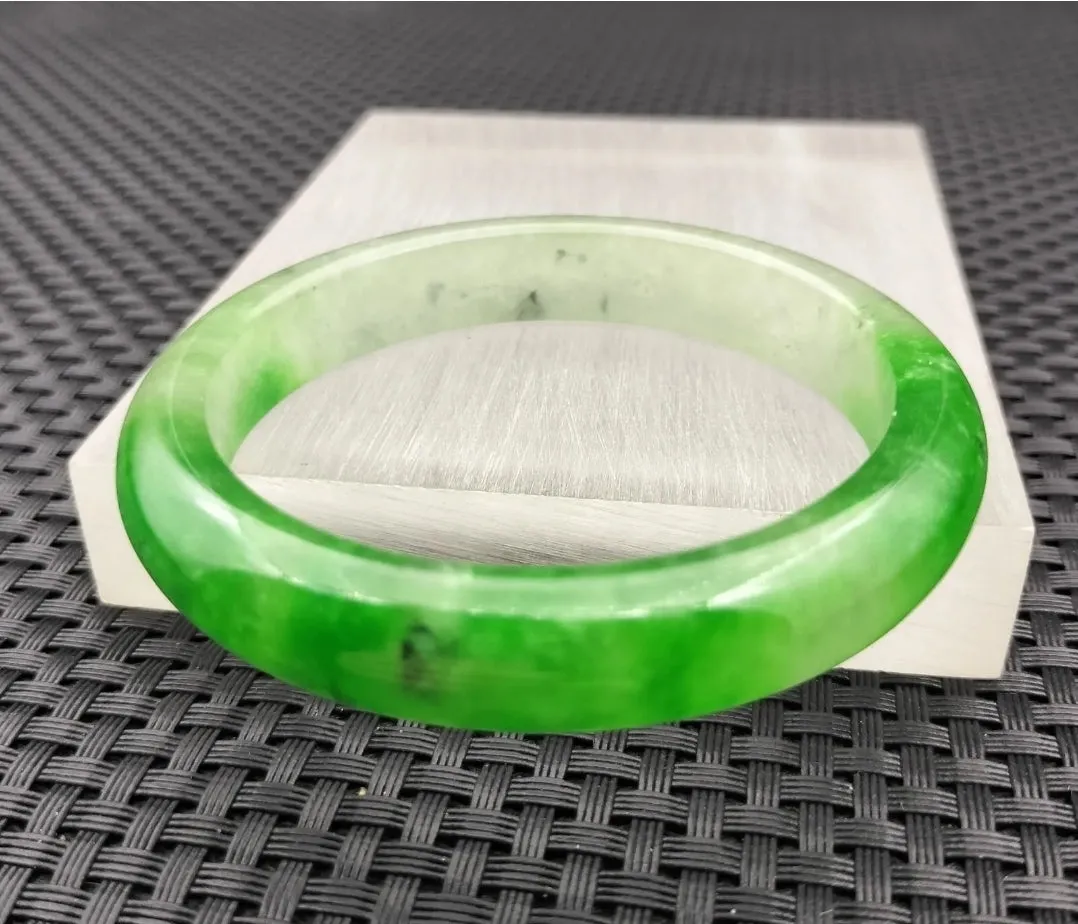 10% OF- 57/58/59mm Certified Natural 3 Color Jadeite Emerald A*Jade HandCarved Lucky Bracelet Bangle GX641