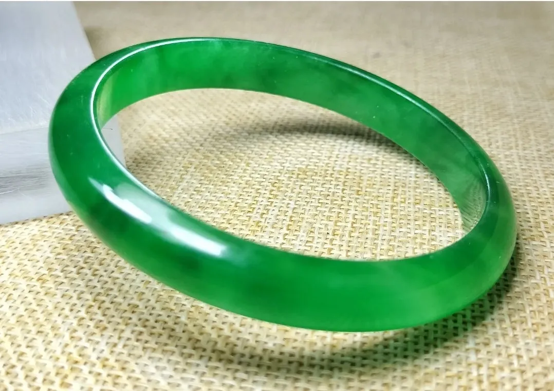 10% OF- 57/58/59mm Certified Natural 3 Color Jadeite Emerald A*Jade HandCarved Lucky Bracelet Bangle GX641