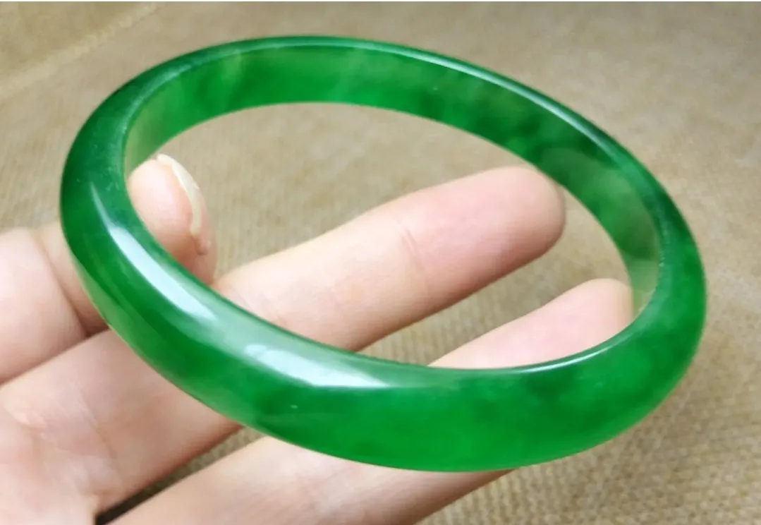 10% OF- 57/58/59mm Certified Natural 3 Color Jadeite Emerald A*Jade HandCarved Lucky Bracelet Bangle GX641