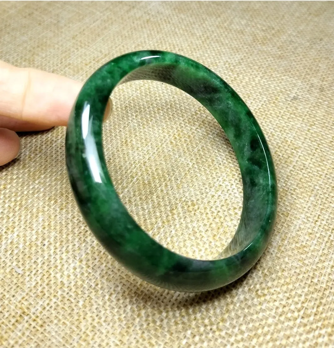 10% OF- 57/58/59mm Certified Natural 3 Color Jadeite Emerald A*Jade HandCarved Lucky Bracelet Bangle GX641