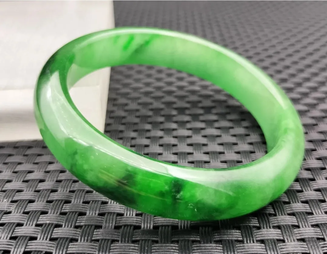 10% OF- 57/58/59mm Certified Natural 3 Color Jadeite Emerald A*Jade HandCarved Lucky Bracelet Bangle GX641