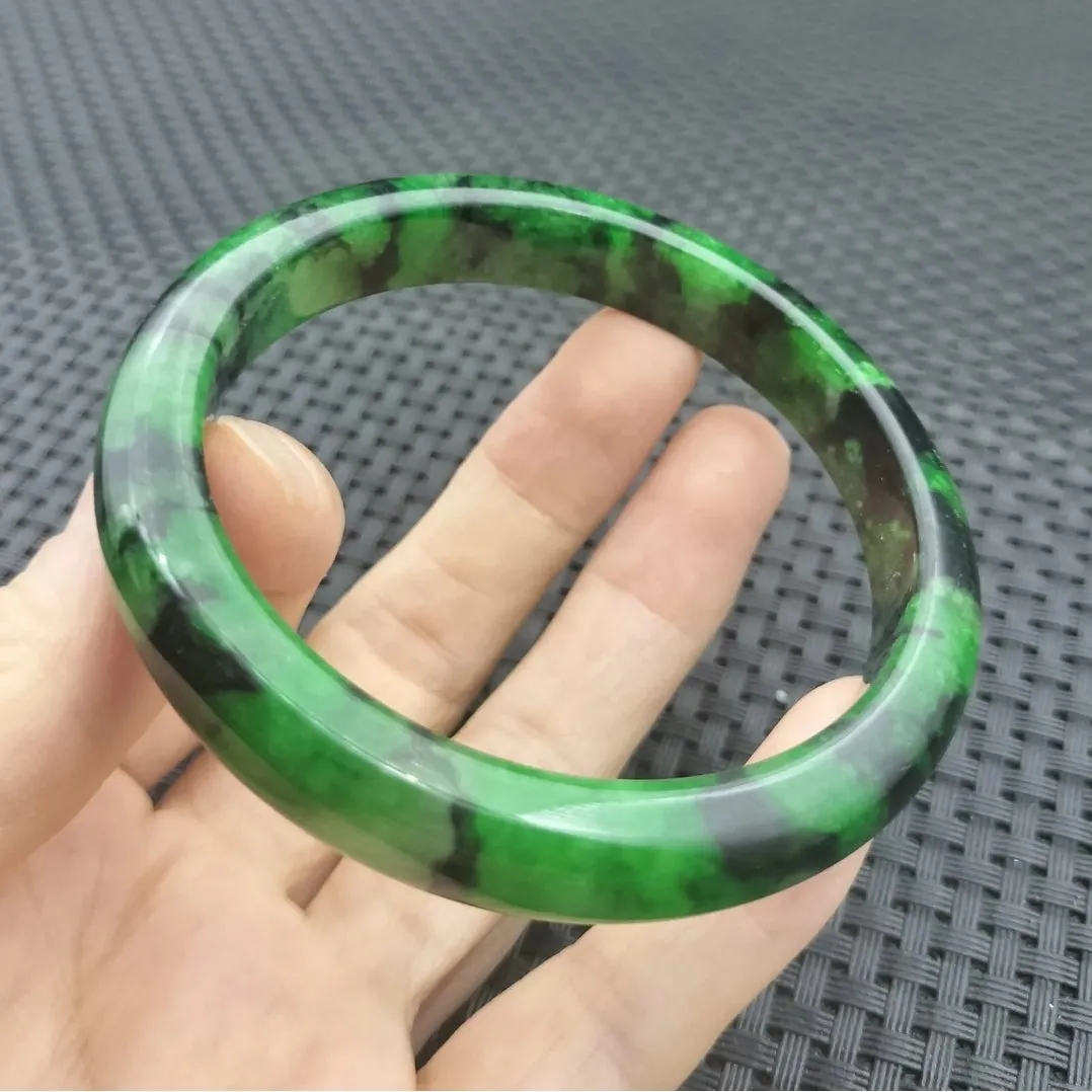 10% OF- 57/58/59mm Certified Natural 3 Color Jadeite Emerald A*Jade HandCarved Lucky Bracelet Bangle GX641