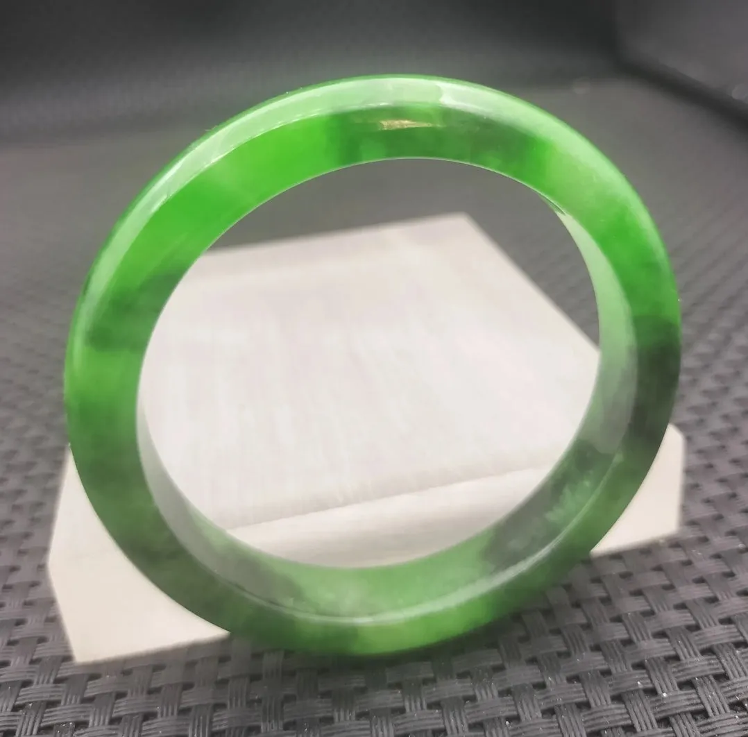 10% OF- 57/58/59mm Certified Natural 3 Color Jadeite Emerald A*Jade HandCarved Lucky Bracelet Bangle GX641