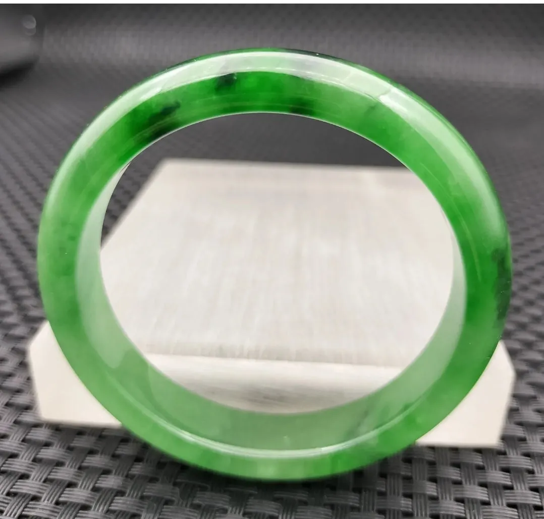 10% OF- 57/58/59mm Certified Natural 3 Color Jadeite Emerald A*Jade HandCarved Lucky Bracelet Bangle GX641