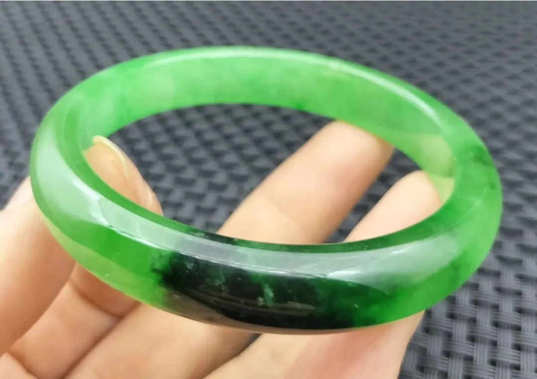 10% OF- 57/58/59mm Certified Natural 3 Color Jadeite Emerald A*Jade HandCarved Lucky Bracelet Bangle GX641
