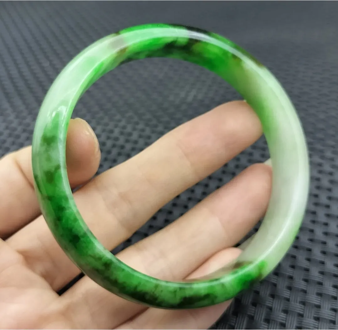 10% OF- 57/58/59mm Certified Natural 3 Color Jadeite Emerald A*Jade HandCarved Lucky Bracelet Bangle GX641
