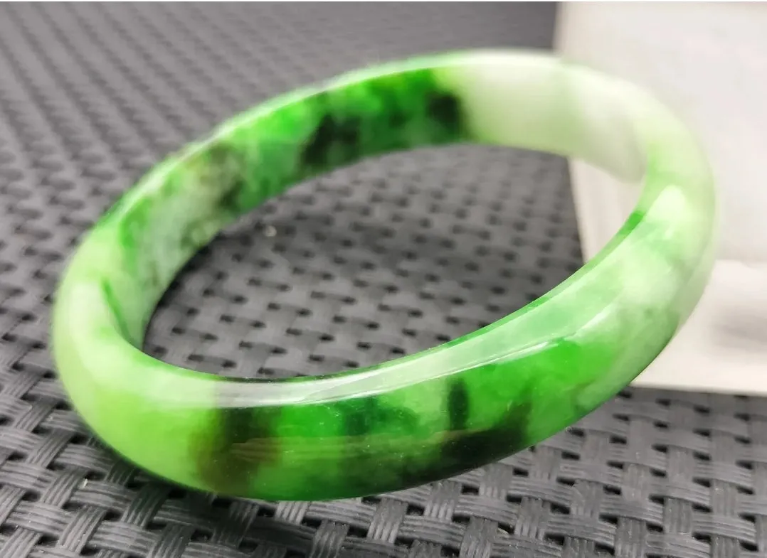 10% OF- 57/58/59mm Certified Natural 3 Color Jadeite Emerald A*Jade HandCarved Lucky Bracelet Bangle GX641