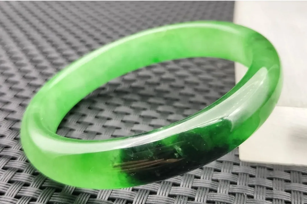 10% OF- 57/58/59mm Certified Natural 3 Color Jadeite Emerald A*Jade HandCarved Lucky Bracelet Bangle GX641