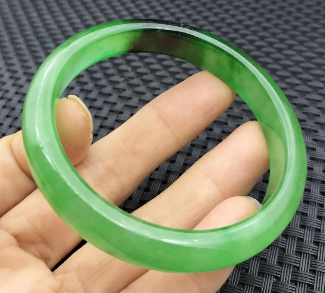 10% OF- 57/58/59mm Certified Natural 3 Color Jadeite Emerald A*Jade HandCarved Lucky Bracelet Bangle GX641
