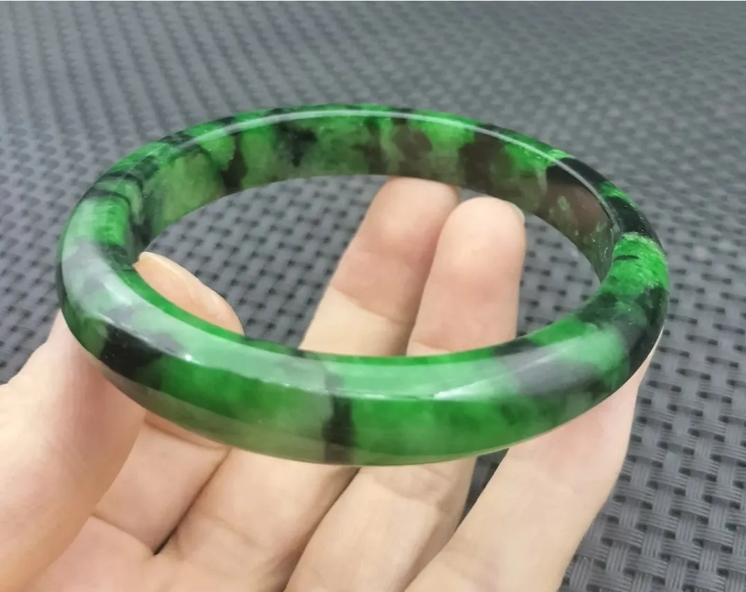 10% OF- 57/58/59mm Certified Natural 3 Color Jadeite Emerald A*Jade HandCarved Lucky Bracelet Bangle GX641