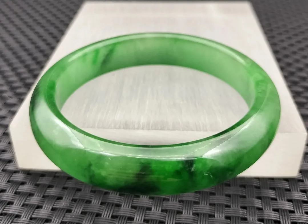 10% OF- 57/58/59mm Certified Natural 3 Color Jadeite Emerald A*Jade HandCarved Lucky Bracelet Bangle GX641