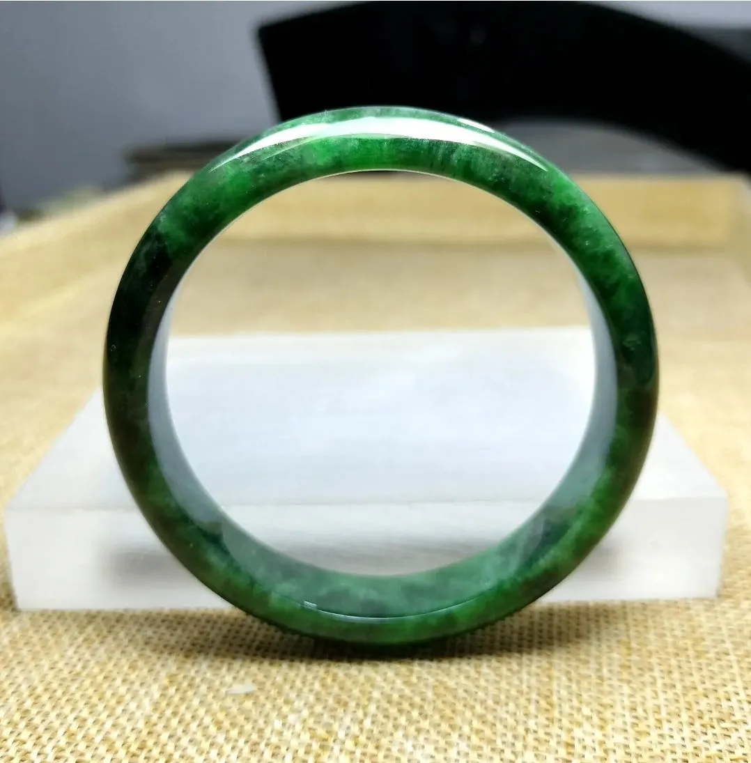 10% OF- 57/58/59mm Certified Natural 3 Color Jadeite Emerald A*Jade HandCarved Lucky Bracelet Bangle GX641
