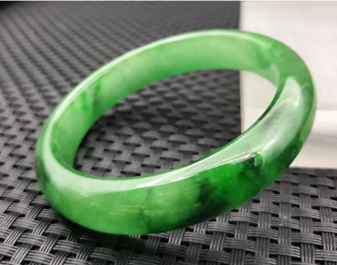 10% OF- 57/58/59mm Certified Natural 3 Color Jadeite Emerald A*Jade HandCarved Lucky Bracelet Bangle GX641