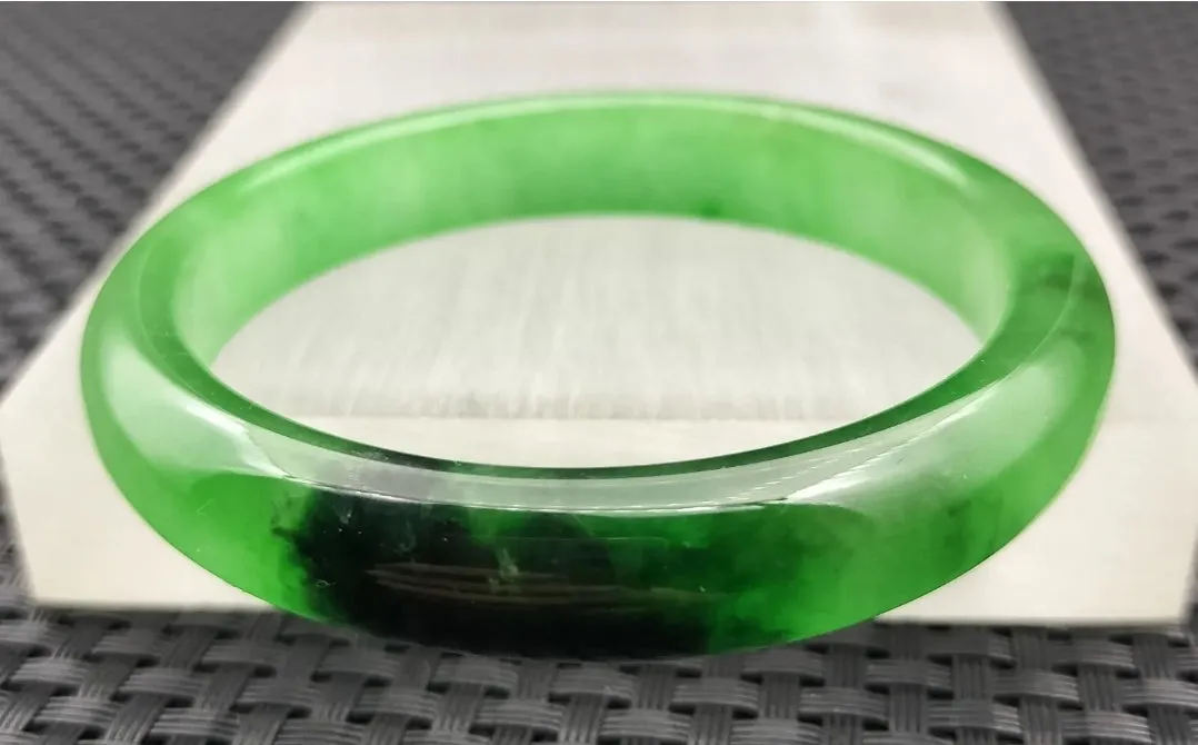 10% OF- 57/58/59mm Certified Natural 3 Color Jadeite Emerald A*Jade HandCarved Lucky Bracelet Bangle GX641
