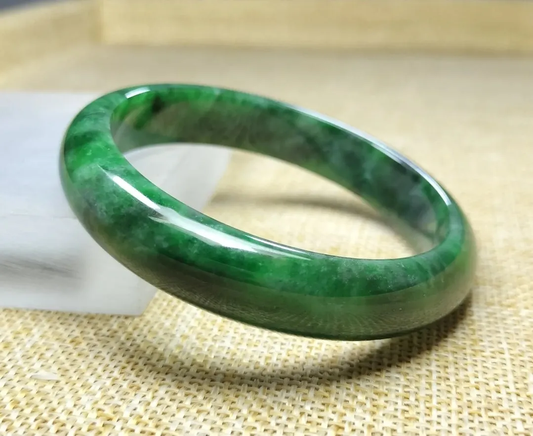 10% OF- 57/58/59mm Certified Natural 3 Color Jadeite Emerald A*Jade HandCarved Lucky Bracelet Bangle GX641
