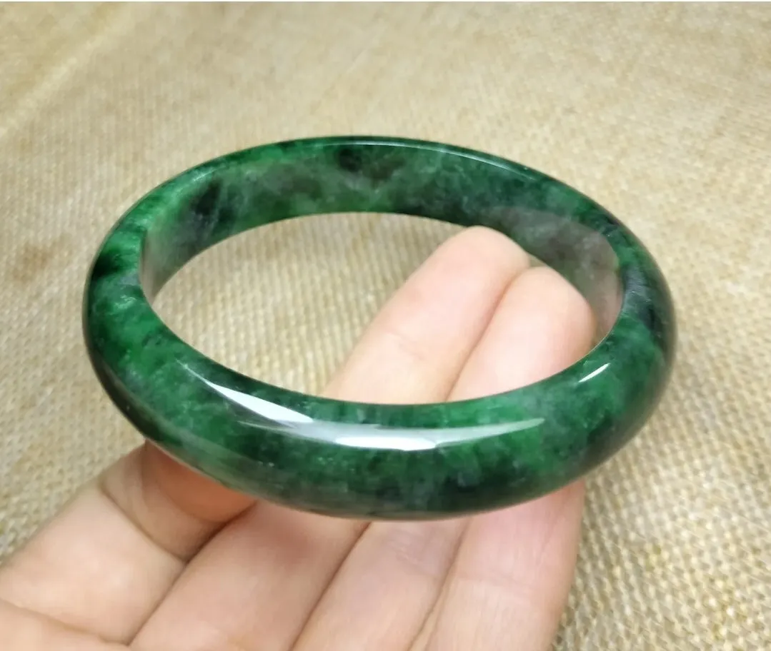 10% OF- 57/58/59mm Certified Natural 3 Color Jadeite Emerald A*Jade HandCarved Lucky Bracelet Bangle GX641