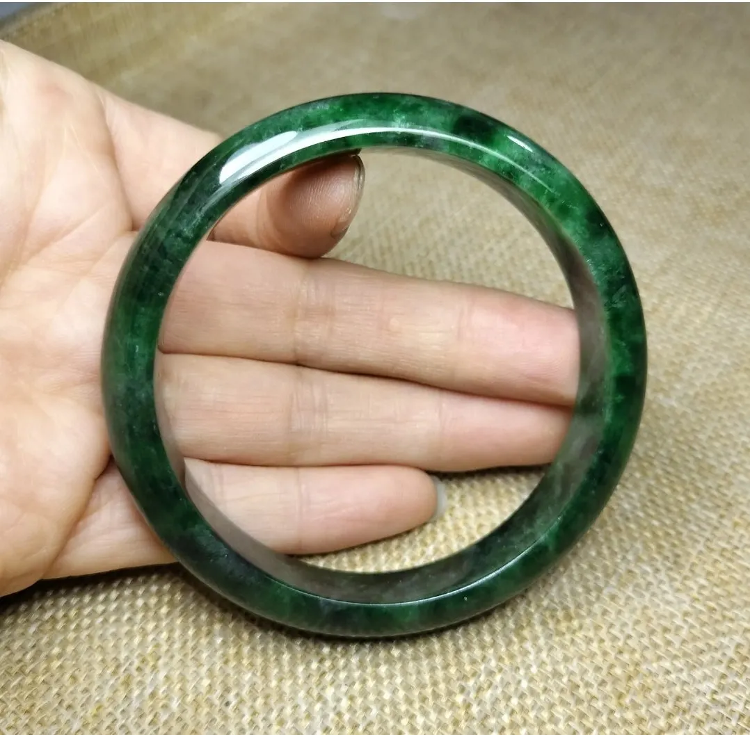 10% OF- 57/58/59mm Certified Natural 3 Color Jadeite Emerald A*Jade HandCarved Lucky Bracelet Bangle GX641