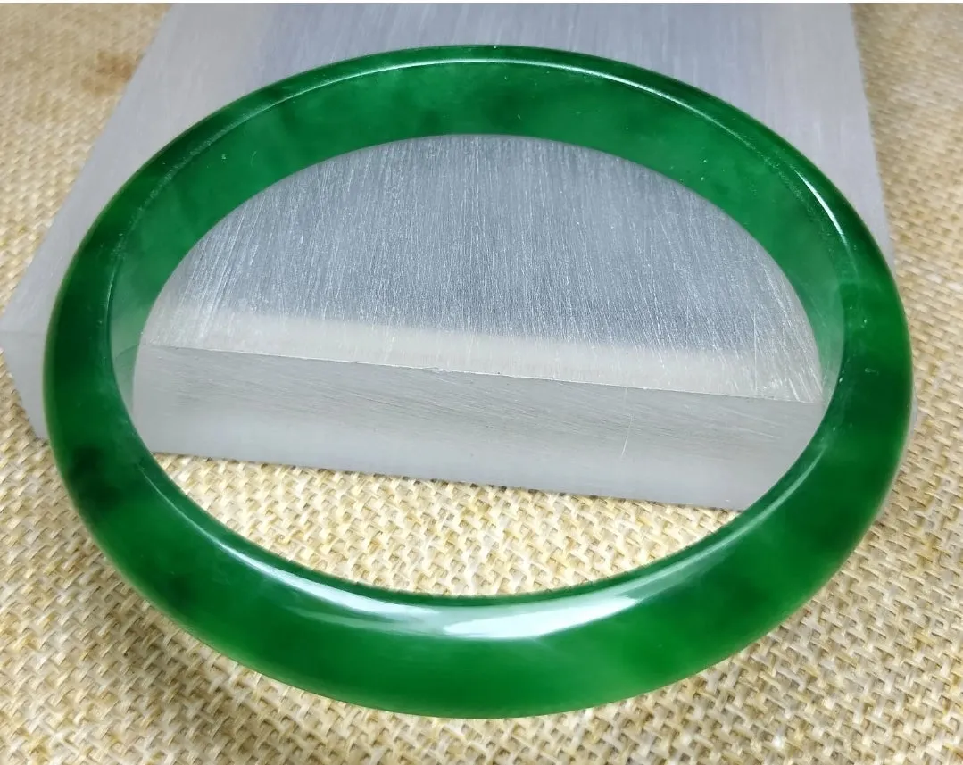 10% OF- 57/58/59mm Certified Natural 3 Color Jadeite Emerald A*Jade HandCarved Lucky Bracelet Bangle GX641