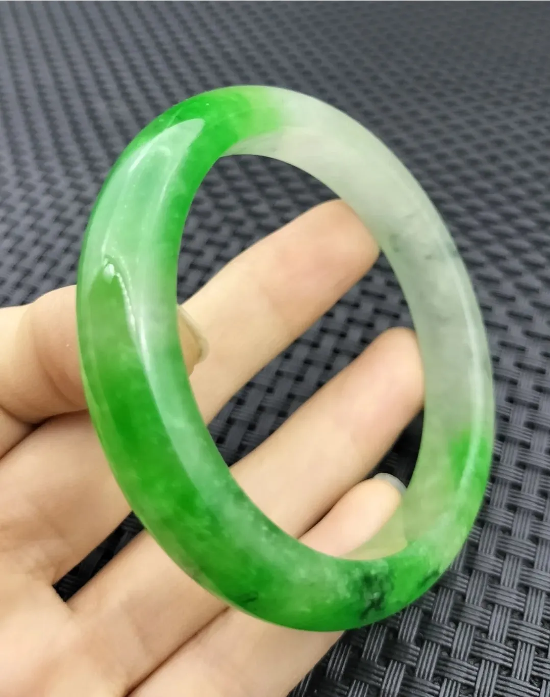 10% OF- 57/58/59mm Certified Natural 3 Color Jadeite Emerald A*Jade HandCarved Lucky Bracelet Bangle GX641
