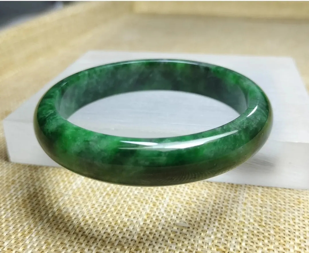 10% OF- 57/58/59mm Certified Natural 3 Color Jadeite Emerald A*Jade HandCarved Lucky Bracelet Bangle GX641