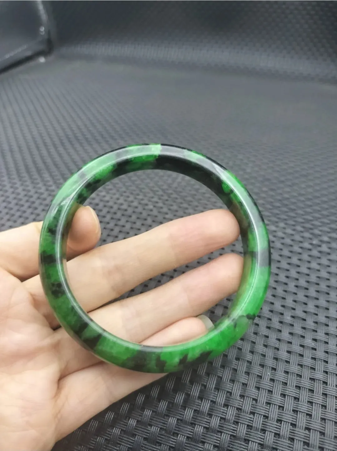 10% OF- 57/58/59mm Certified Natural 3 Color Jadeite Emerald A*Jade HandCarved Lucky Bracelet Bangle GX641