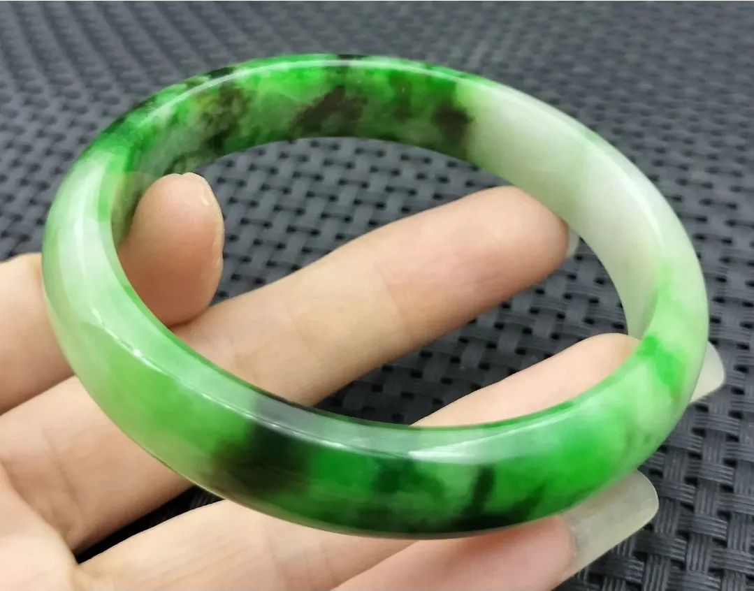 10% OF- 57/58/59mm Certified Natural 3 Color Jadeite Emerald A*Jade HandCarved Lucky Bracelet Bangle GX641