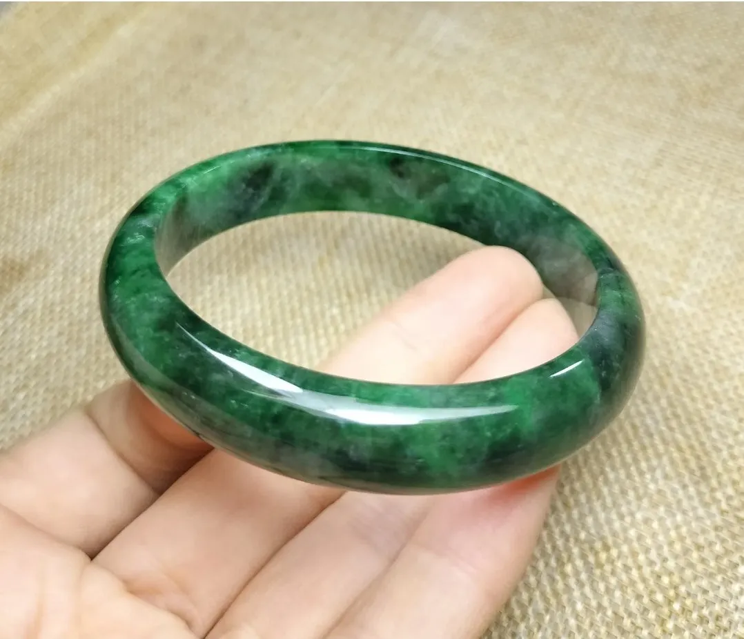 10% OF- 57/58/59mm Certified Natural 3 Color Jadeite Emerald A*Jade HandCarved Lucky Bracelet Bangle GX641