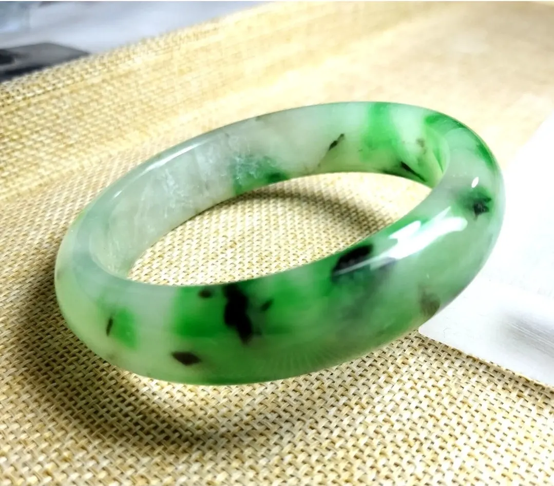 10% OF- 57/58/59mm Certified Natural 3 Color Jadeite Emerald A*Jade HandCarved Lucky Bracelet Bangle GX641