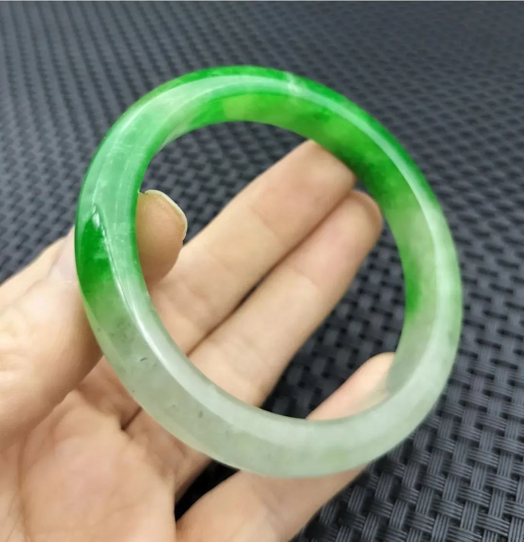 10% OF- 57/58/59mm Certified Natural 3 Color Jadeite Emerald A*Jade HandCarved Lucky Bracelet Bangle GX641