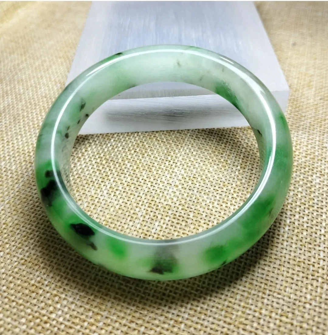 10% OF- 57/58/59mm Certified Natural 3 Color Jadeite Emerald A*Jade HandCarved Lucky Bracelet Bangle GX641