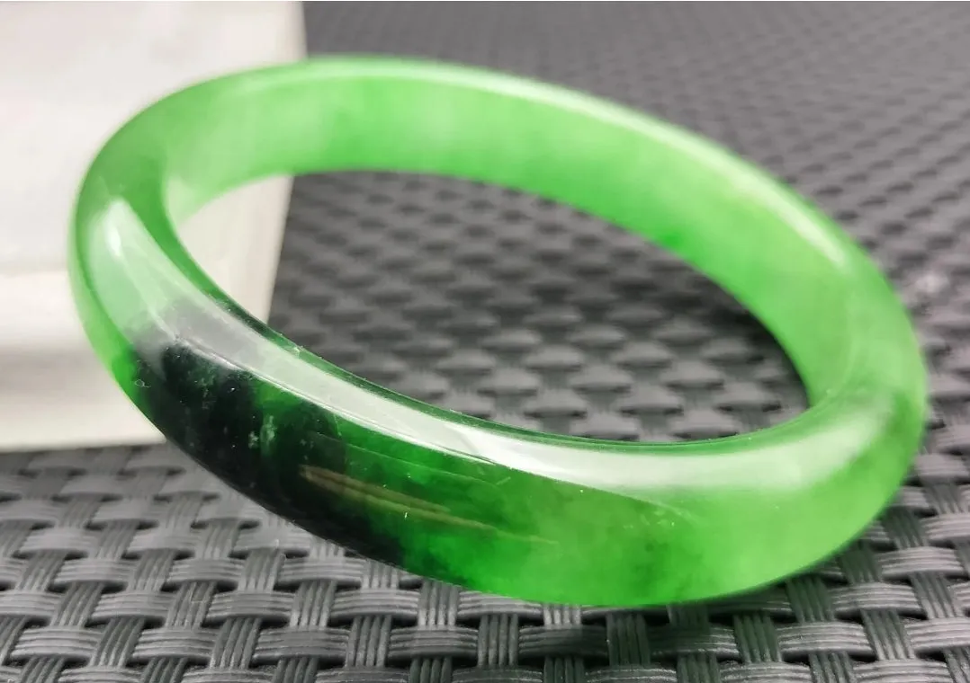 10% OF- 57/58/59mm Certified Natural 3 Color Jadeite Emerald A*Jade HandCarved Lucky Bracelet Bangle GX641