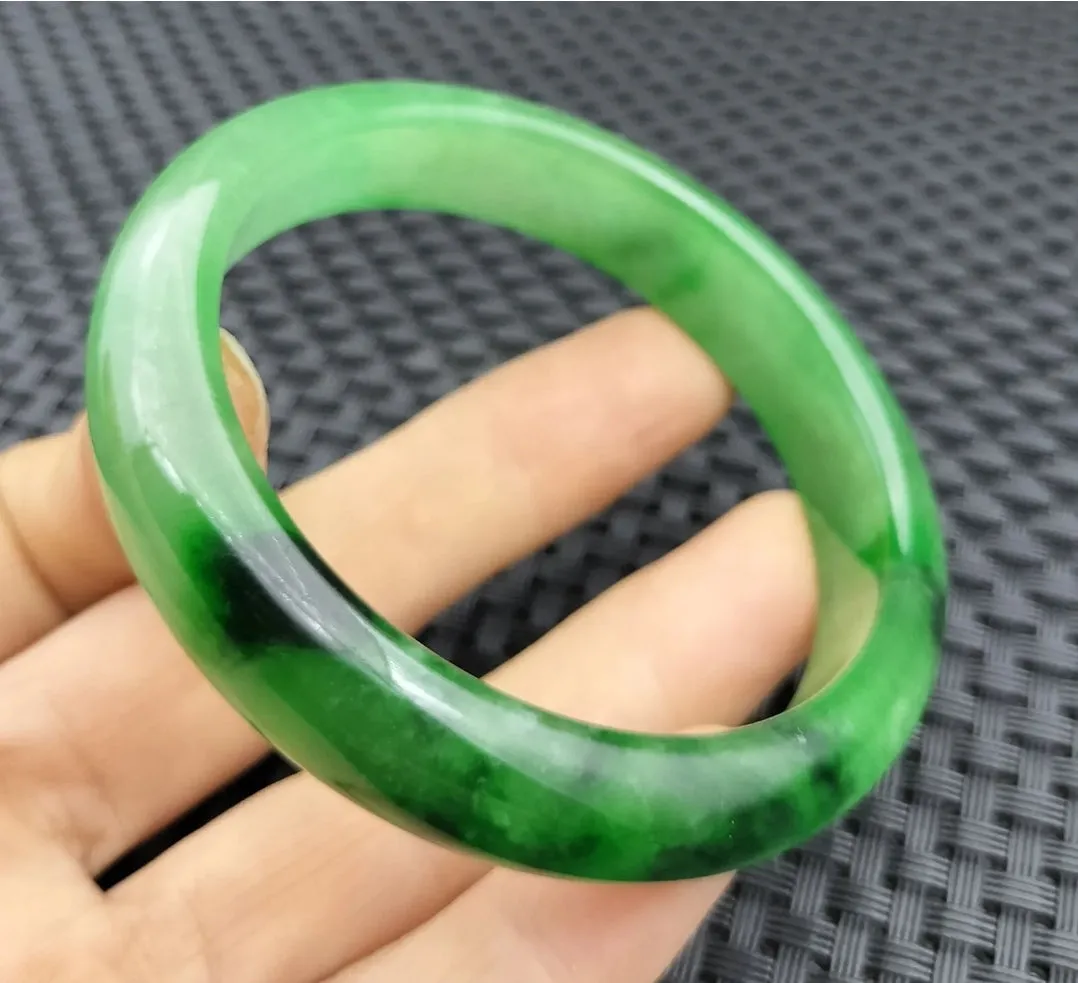 10% OF- 57/58/59mm Certified Natural 3 Color Jadeite Emerald A*Jade HandCarved Lucky Bracelet Bangle GX641
