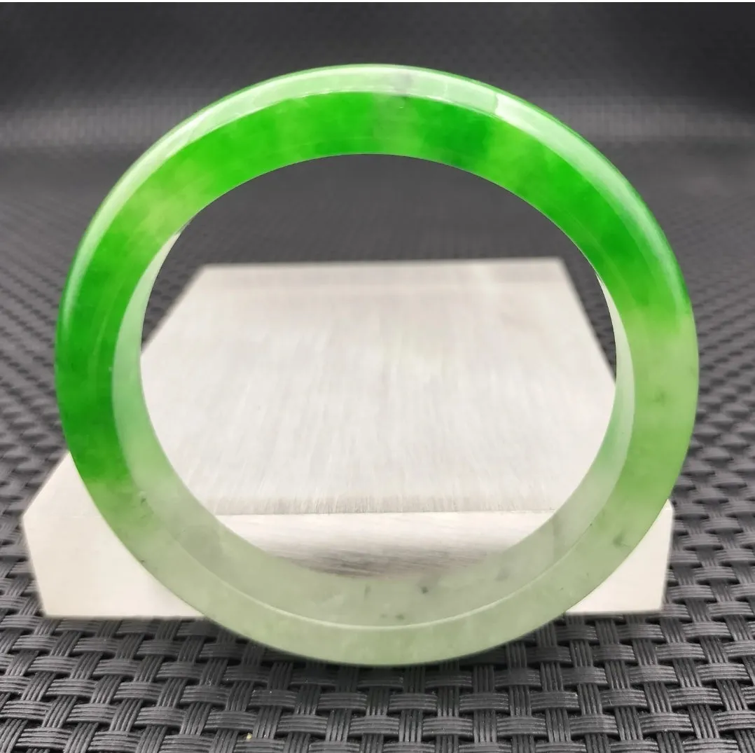 10% OF- 57/58/59mm Certified Natural 3 Color Jadeite Emerald A*Jade HandCarved Lucky Bracelet Bangle GX641