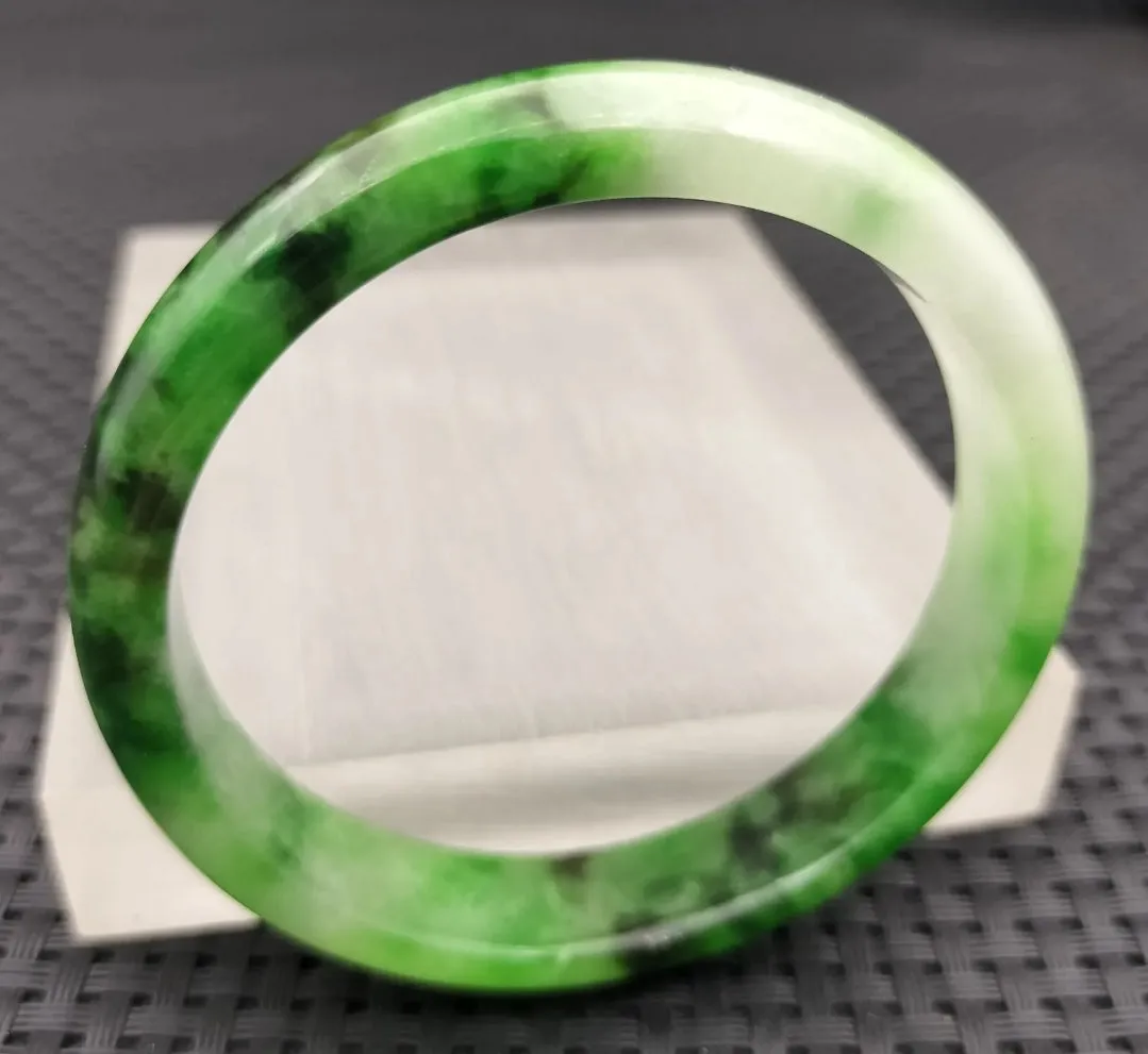 10% OF- 57/58/59mm Certified Natural 3 Color Jadeite Emerald A*Jade HandCarved Lucky Bracelet Bangle GX641