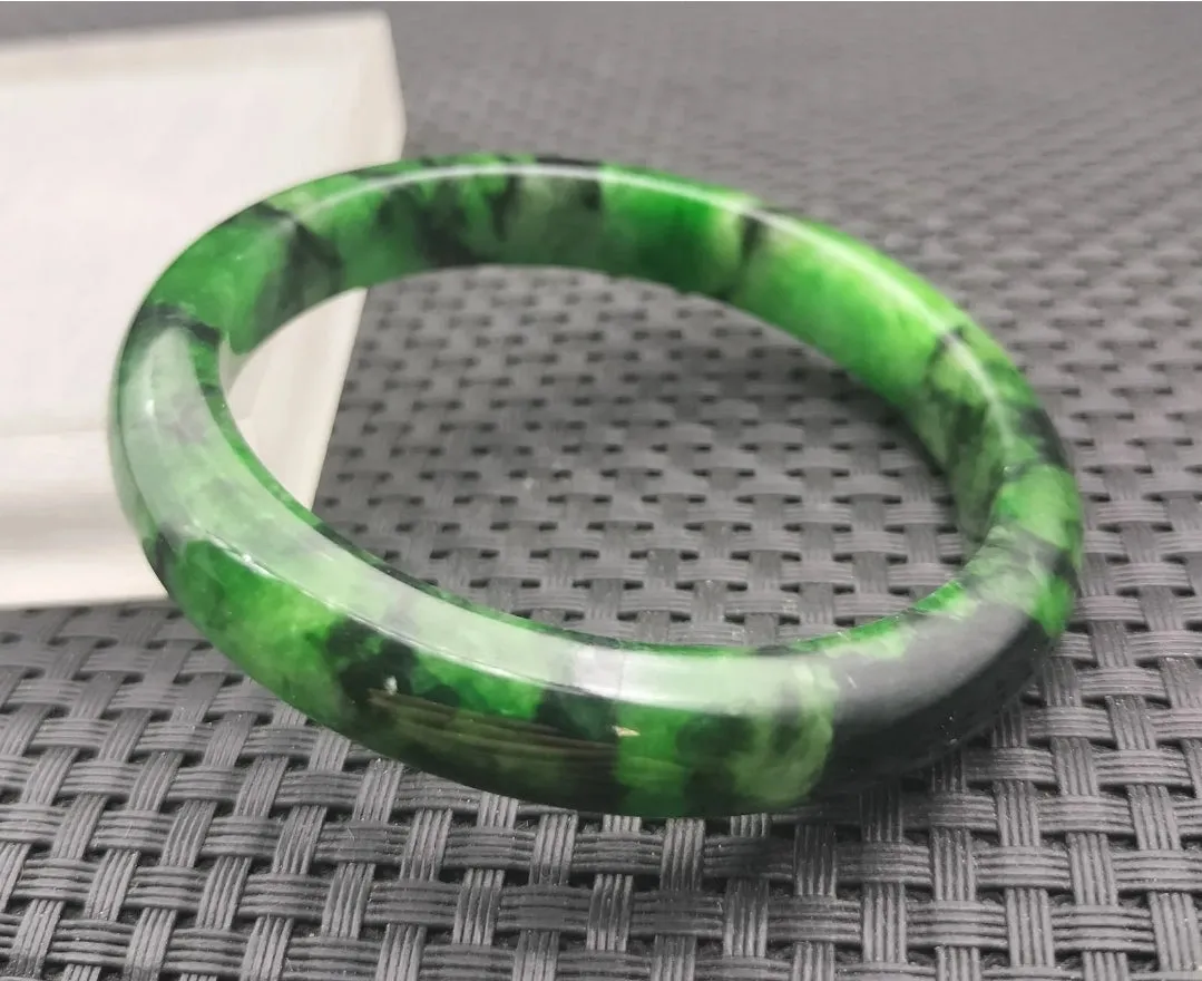 10% OF- 57/58/59mm Certified Natural 3 Color Jadeite Emerald A*Jade HandCarved Lucky Bracelet Bangle GX641