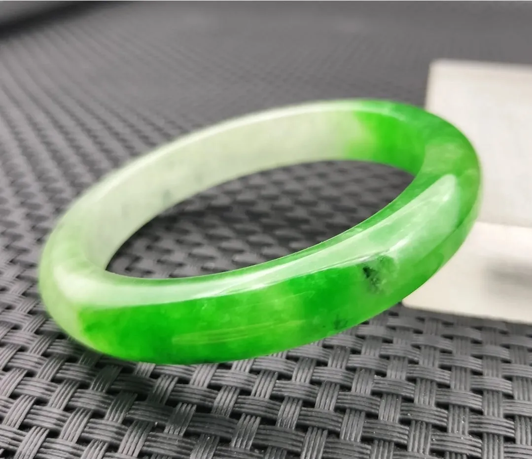 10% OF- 57/58/59mm Certified Natural 3 Color Jadeite Emerald A*Jade HandCarved Lucky Bracelet Bangle GX641