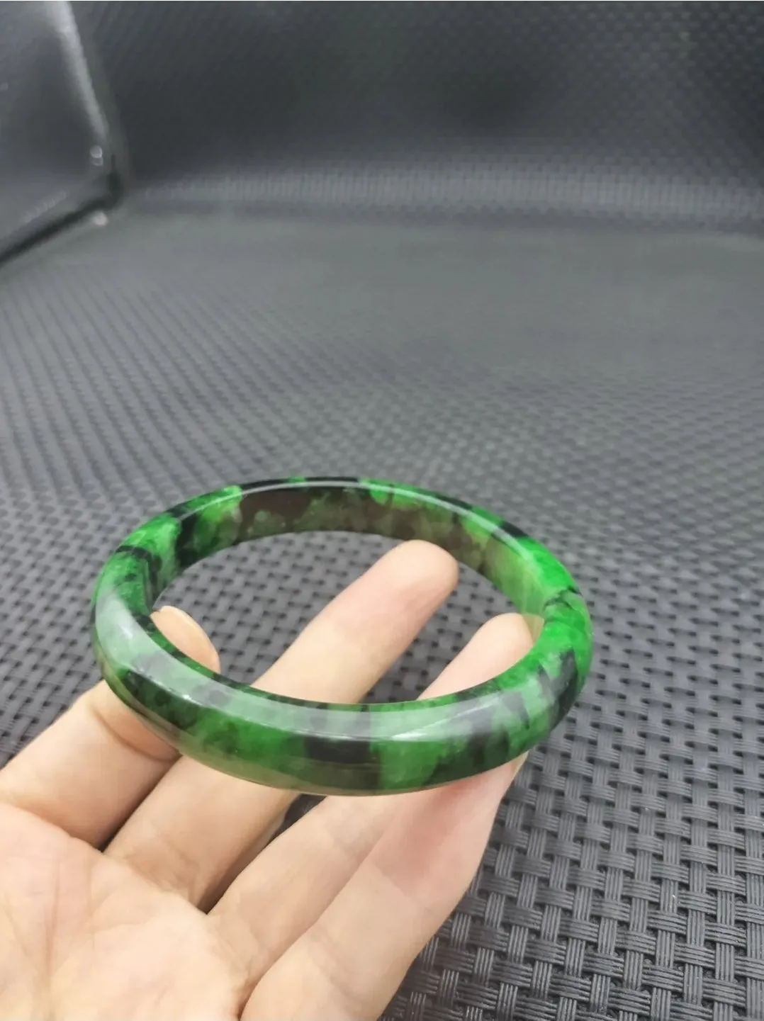 10% OF- 57/58/59mm Certified Natural 3 Color Jadeite Emerald A*Jade HandCarved Lucky Bracelet Bangle GX641