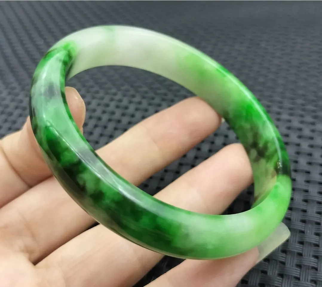 10% OF- 57/58/59mm Certified Natural 3 Color Jadeite Emerald A*Jade HandCarved Lucky Bracelet Bangle GX641