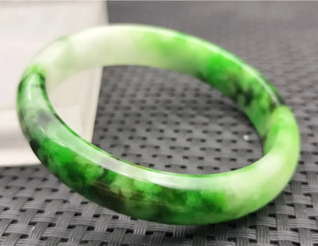 10% OF- 57/58/59mm Certified Natural 3 Color Jadeite Emerald A*Jade HandCarved Lucky Bracelet Bangle GX641