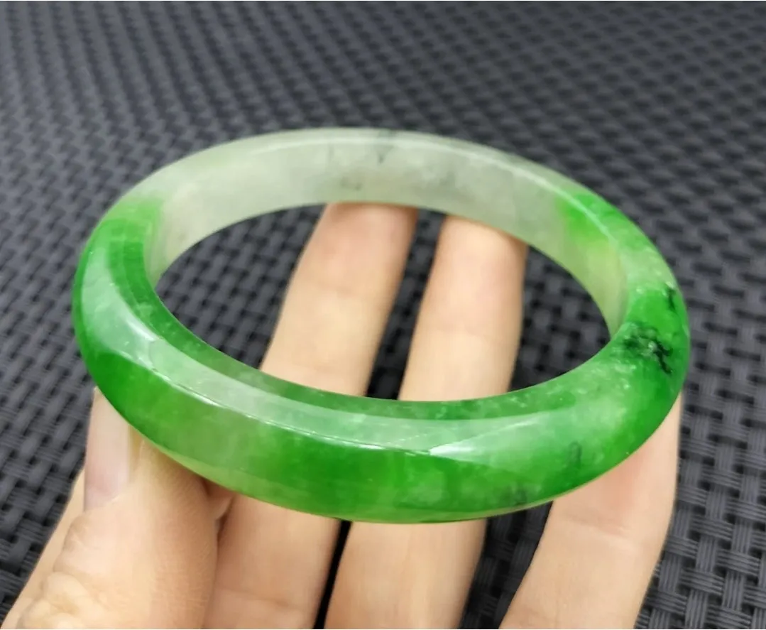 10% OF- 57/58/59mm Certified Natural 3 Color Jadeite Emerald A*Jade HandCarved Lucky Bracelet Bangle GX641